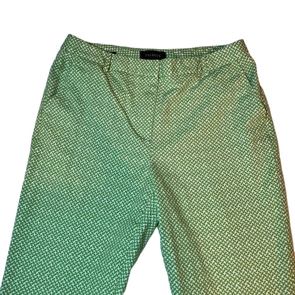 Talbots Crop Capri Heritage Pants Kelly Green White Woven Stretch Cotton Size 10